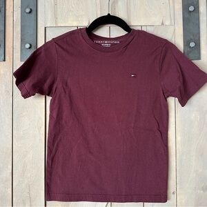 Boys Maroon Tommy Hilfiger 100% Cotton Short-sleeve T-Shirt